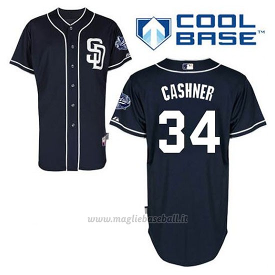 Maglia Baseball Uomo San Diego Padres Andrew Cashner 34 Blu Blu Alterner Cool Base